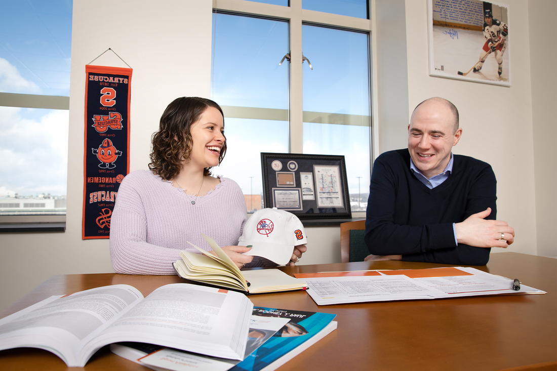 Mackenzie Mangos and Francesco Riverso G’05 meeting.